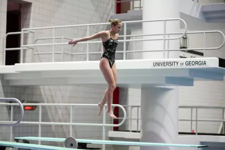 Georgia diver Ellie Crump during the Georgia Diving Invitational at the Gabrielsen Natatorium in Athens. Ga., Jan. 1, 2021. (Photo by Chamberlain Smith)