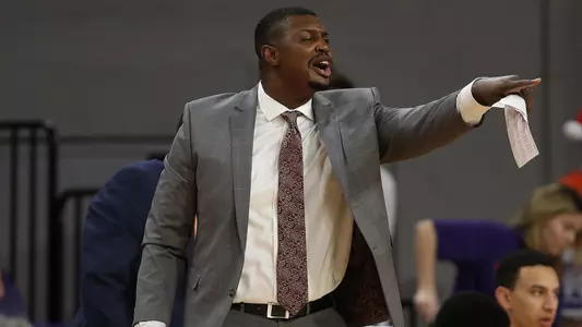 CLEMSON, SC - DECEMBER 18: Assistant coach Antonio Reynolds Dean during a college basketball game between the Charleston Southern Buccaneers and the Clemson Tigers on December 18, 2018 at Littlejohn Coliseum in Clemson, SC. (Photo by John Byrum/Icon Sportswire via Getty Images)