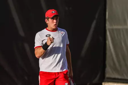 Georgia during a match against Auburn at Dan McGill Tennis Complex in Athens, Ga., on Friday, April 15, 2022. (Photo by Mackenzie Miles)