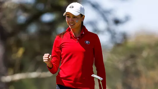 Céleste Dao in match play against Virginia on April 3, 2022. (Photo by Tony Walsh)