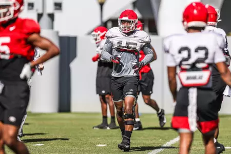 During the Bulldogs’ practice session in Athens, Ga., on Thursday, April 7, 2022. (Photo by Mackenzie Miles)