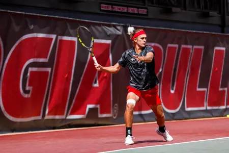 Georgia during a match against Florida State for the first round of the 2022 NCAA Division I Men’s Tennis Championships at Henry Feild Stadium in Athens, Ga., on Saturday, May 7, 2022. (Photo by Tony Walsh)