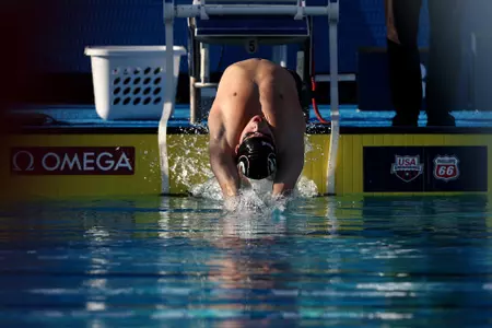 IRVINE, CALIFORNIA - JULY 27: Ian Grum swims in the Men's 200 LC Meter Backstroke Final on Day 2 during the 2022 Phillips 66 National Championships on July 27, 2022 in Irvine, California. (Photo by Tom Pennington/Getty Images)