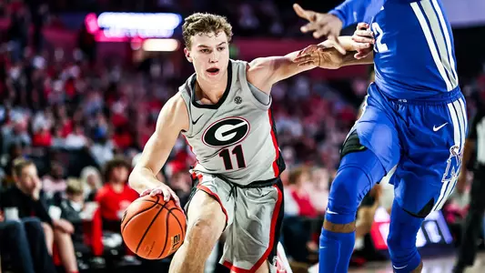 Georgia basketball player Jaxon Etter (11) during a game against Memphis at Stegeman Coliseum in Athens, Ga., on Wednesday, Dec. 1, 2021. (Photo by Tony Walsh)