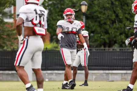 Georgia inside linebacker Jamon Dumas-Johnson (10) during a practice session in Athens, Ga., on Thursday, Aug. 18, 2022. (Photo by Tony Walsh)