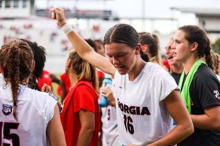 Ellie Gilbert scored the winning goal in Georgia's 2-1 exhibition win over No. 2 Duke.