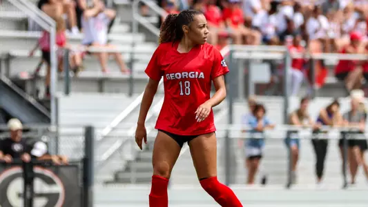 Georgia midfielder Dasia Torbert (18) during a match against USF at Turner Soccer Complex in Athens, Ga., on Sunday, Sep. 11, 2022. (Photo by Kari Hodges)