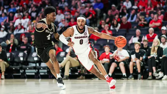 Georgia basketball player Jailyn Ingram (0) during a game against Wofford at Stegeman Coliseum in Athens, Ga., on Sunday, Nov. 28, 2021. (Photo by Mackenzie Miles)