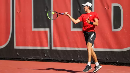 Georgia tennis player Thomas Paulsell during the Southern Intercollegiate Championships against USC at the Dan Magill Tennis Complex in Athens, Ga., on Sunday, Sept. 18, 2022. (Photo by Kayla Renie)