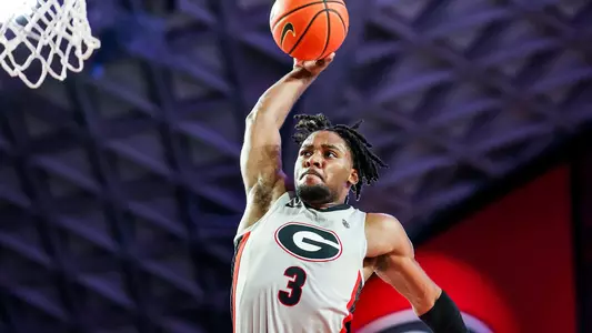 Georgia basketball player Kario Oquendo (3) during a game against Tennessee at Stegeman Coliseum in Athens, Ga., on Tuesday, March 1, 2022. (Photo by Tony Walsh)