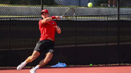 Georgia tennis player Miguel Perez Pena during the Southern Intercollegiate Championships against USC at the Dan Magill Tennis Complex in Athens, Ga., on Sunday, Sept. 18, 2022. (Photo by Kayla Renie)