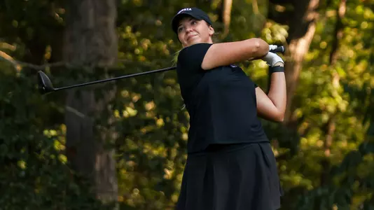 Georgia golfer Isabella Holpfer during Georgia’s qualifying round at the UGA Golf Course in Athens, Ga., on Tuesday, Sept. 19, 2023. (Tony Walsh/UGAAA)