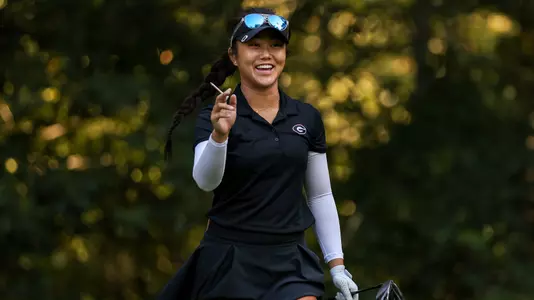 Georgia golfer Kate Song during Georgia’s qualifying round at the UGA Golf Course in Athens, Ga., on Tuesday, Sept. 19, 2023. (Tony Walsh/UGAAA)