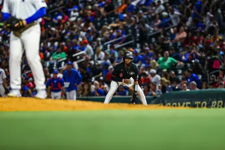 Josh Stinson during Georgia’s exhibition against Florida at 121 Financial Ballpark in Jacksonville, Fla., on Friday, Oct. 27, 2023. (Kari Hodges/UGAAA)