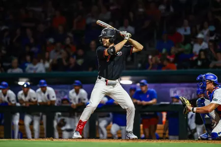Garrett Spikes during Georgia’s exhibition against Florida at 121 Financial Ballpark in Jacksonville, Fla., on Friday, Oct. 27, 2023. (Kari Hodges/UGAAA)