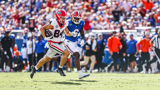 Georgia wide receiver Ladd McConkey (84) during Georgia’s game against Florida at TIAA Bank Field in Jacksonville, Fla., on Saturday, Oct. 28, 2023. (Kari Hodges/UGAAA)