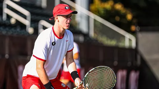 Georgia tennis player Davis Taylor during Georgia’s first round match of the 2023 Southern Intercollegiate Championships at Henry Feild Stadium inside the Dan Magill Tennis Complex in Athens, Ga., on Friday, September 29, 2023. (Kari Hodges/UGAAA)