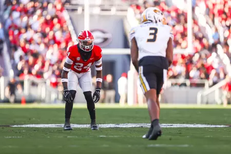 Georgia defensive back Malaki Starks (24) during Georgia’s game against Missouri on Dooley Field at Sanford Stadium in Athens, Ga., on Saturday, Nov. 4, 2023. (Tony Walsh/UGAAA)