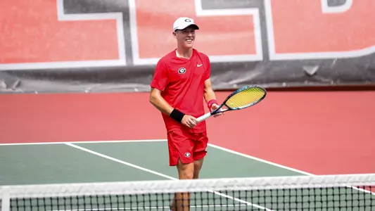 Georgia men's tennis team practices at Dan Magill Tennis Complex in Athens, Ga., on Thursday, Sept. 14, 2023. (Madison Keel/UGAAA)