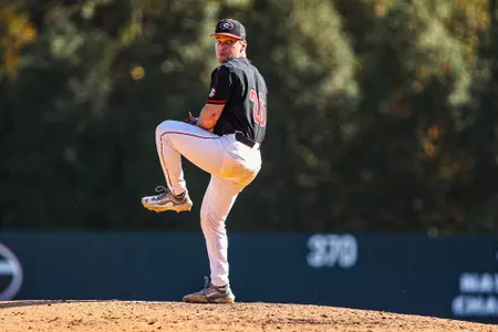 Georgia pitcher Brian Zeldin (26) during Georgia’s game against Kennesaw State at Foley Field in Athens, Ga., on Sunday, Nov. 5, 2023. (Kari Hodges/UGAAA)
