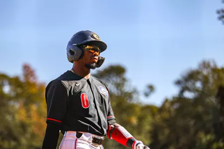 Georgia outfielder Josh Stinson (0) during Georgia’s game against Kennesaw State at Foley Field in Athens, Ga., on Sunday, Nov. 5, 2023. (Kari Hodges/UGAAA)