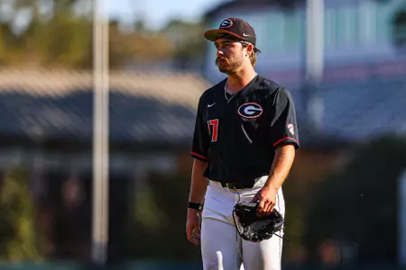 Georgia pitcher Collin Caldwell (47) during Georgia’s game against Kennesaw State at Foley Field in Athens, Ga., on Sunday, Nov. 5, 2023. (Kari Hodges/UGAAA)