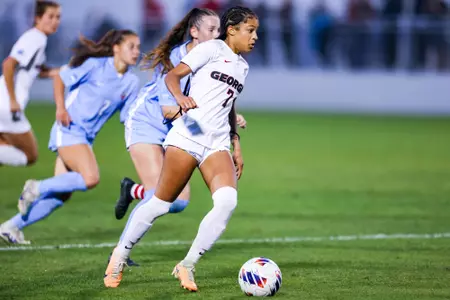 Georgia midfielder Croix Bethune (7) during Georgia’s first round match of the 2023 Division I Women’s Soccer Championship against Liberty at Turner Soccer Complex in Athens, Ga., on Friday, Nov. 10, 2023. (Tony Walsh/UGAAA)