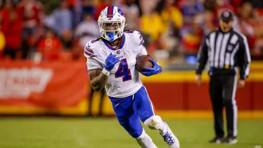 James Cook during week 14 for the Bills in the team's game against the Chiefs.