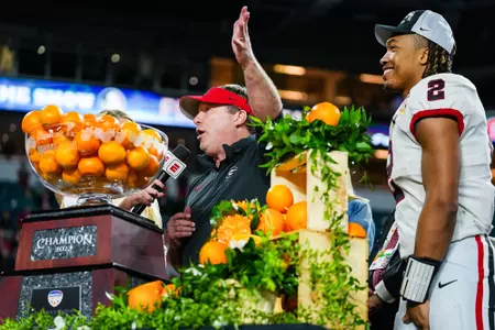 Georgia head coach Kirby Smart after Georgia’s game against Florida State in the 90th Capital One Orange Bowl at Hard Rock Stadium in Miami Gardens, Fla., on Saturday, Dec. 30, 2023. (Tony Walsh/UGAAA)