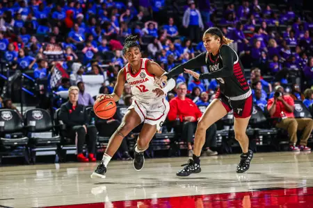 Georgia guard Taniyah Thompson (12) during Georgia’s game against Troy at Stegeman Coliseum in Athens, Ga., on Wednesday, Dec. 6, 2023. (Kari Hodges/UGAAA)