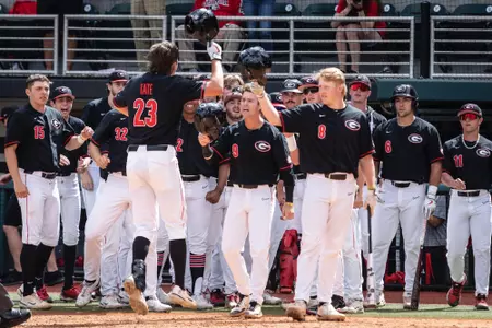 Georgia outfielder Connor Tate (23) during a game against Vanderbilt at Foley Field in Athens, Ga., on Saturday, May 7, 2022. (Photo by Sydney Fordice)