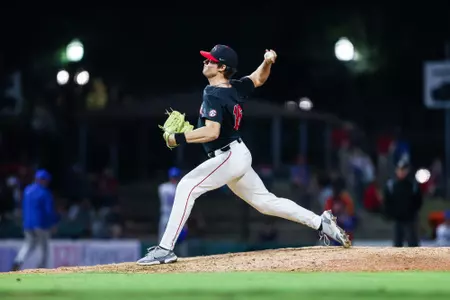Georgia pitcher Kolten Smith (16) during Georgia’s exhibition against Florida at 121 Financial Ballpark in Jacksonville, Fla., on Friday, 28, 2022. (Photo by Tony Walsh)