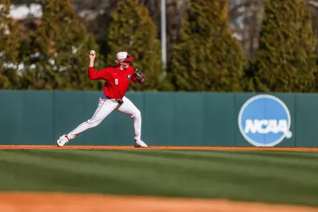 Georgia infielder Parks Harber (8) during a game against Jacksonville State at Foley Field in Athens, Ga., on Saturday, Feb. 18, 2023. (Tony Walsh/UGAAA)