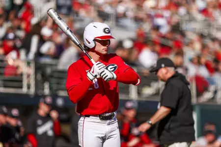 Georgia infielder William David (28) during a game against Jacksonville State at Foley Field in Athens, Ga., on Saturday, Feb. 18, 2023. (Tony Walsh/UGAAA)