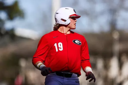 Georgia first baseman and pitcher Cole Wagner (19)Georgia during a game against Jacksonville State at Foley Field in Athens, Ga., on Saturday, Feb. 18, 2023. (Tony Walsh/UGAAA)