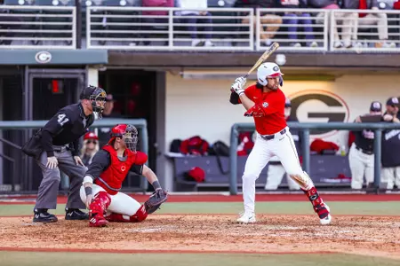 Georgia infielder Sebastian Murillo (2) during Georgia’s game against Jacksonville State at Foley Field in Athens, Ga., on Saturday, Feb. 18, 2023. (Tony Walsh/UGAAA)