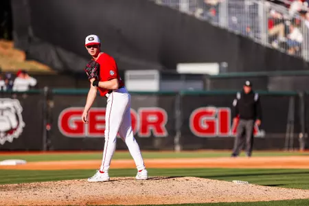 Georgia pitcher Kolten Smith (16) during Georgia’s game against Jacksonville State at Foley Field in Athens, Ga., on Saturday, Feb. 18, 2023. (Tony Walsh/UGAAA)
