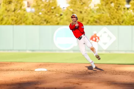 Georgia infielder Mason LaPlante (3) during Georgia’s game against Jacksonville State at Foley Field in Athens, Ga., on Saturday, Feb. 18, 2023. (Tony Walsh/UGAAA)