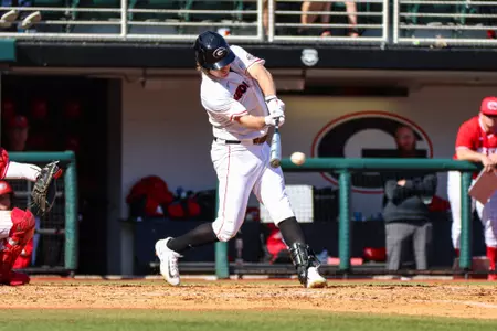 Georgia outfielder Connor Tate (23) during Georgia’s game against Jacksonville State at Foley Field in Athens, Ga., on Sunday, Feb. 19, 2023. (Kari Hodges/UGAAA)