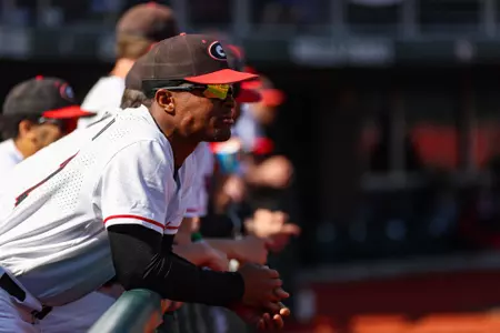Georgia outfielder Dwight Allen II (22) during Georgia’s game against Jacksonville State at Foley Field in Athens, Ga., on Sunday, Feb. 19, 2023. (Kari Hodges/UGAAA)