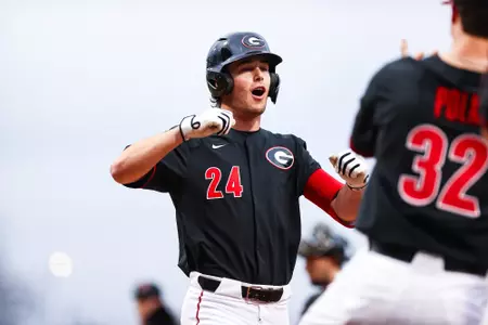 Georgia outfielder Charlie Condon (24) during Georgia’s game against Princeton at Foley Field in Athens, Ga., on Friday, Feb. 24, 2023. (Tony Walsh/UGAAA)