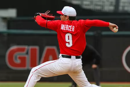 Georgia pitcher Pace Mercer (9) during Georgia’s game against Princeton at Foley Field in Athens, Ga., on Saturday, Feb. 25, 2023. (Kari Hodges/UGAAA)