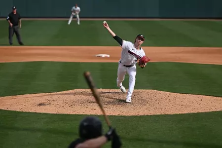 Georgia pitcher Blake Gillespie (20) during a game against Princeton at Foley Field in Athens, Ga., on Sunday, Feb. 26, 2023. (photo by Rob Davis)