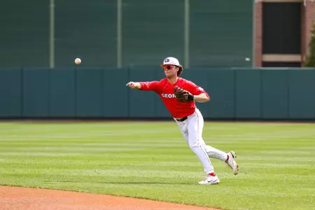 Georgia infielder William David (28) during Georgia’s game against Princeton at Foley Field in Athens, Ga., on Sunday, Feb. 26, 2023. (Kari Hodges/UGAAA)