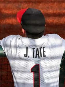 Georgia infielder Josh Tate (1) during Georgia’s game against Princeton at Foley Field in Athens, Ga., on Sunday, Feb. 26, 2023. (Kari Hodges/UGAAA)