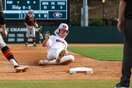 Georgia outfielder Charlie Condon (24) during Georgia’s game against Princeton at Foley Field in Athens, Ga., on Sunday, Feb. 26, 2023. (Kari Hodges/UGAAA)