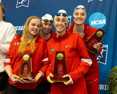 Dune Coetzee, Jillian Barczyk, Sloane Reinstein, and Zoie Hartman earned All-America status Wednesday in the 800 freestyle relay.