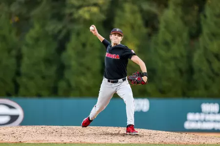 Georgia pitcher DJ Radtke (46) during Georgia’s first game of the Bulldog Fall World Series at Foley Field in Athens, Ga., on Friday, Oct. 21, 2022. (Photo by Tony Walsh)