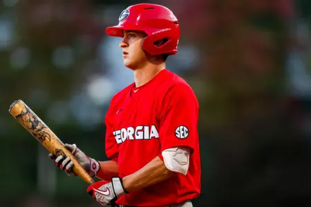 Georgia infielder Tanner Knowles (34) during Georgia’s first game of the Bulldog Fall World Series at Foley Field in Athens, Ga., on Friday, Oct. 21, 2022. (Photo by Tony Walsh)