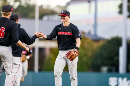 Georgia pitcher Michael Polk (32) during Georgia’s first game of the Bulldog Fall World Series at Foley Field in Athens, Ga., on Friday, Oct. 21, 2022. (Photo by Tony Walsh)